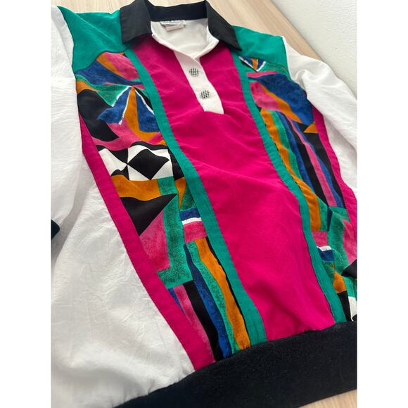 VTG 80s LA Attitude SzM White Green & Pink Color Blocked retro shoulder pads - Picture 4 of 8